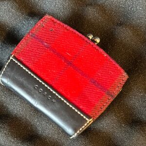 Coach Red and Black Plaid Wallet